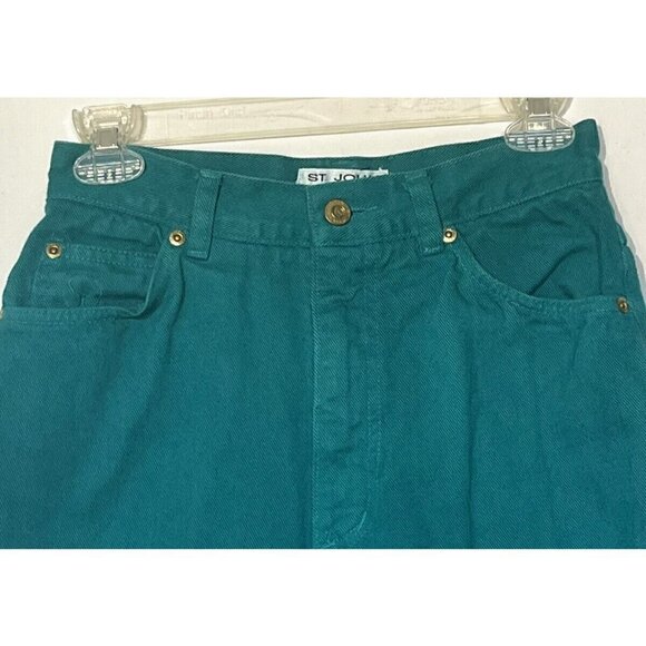 New St. John Signature Jeans Green Straight Leg Mid Rise Pants - Picture 3 of 10
